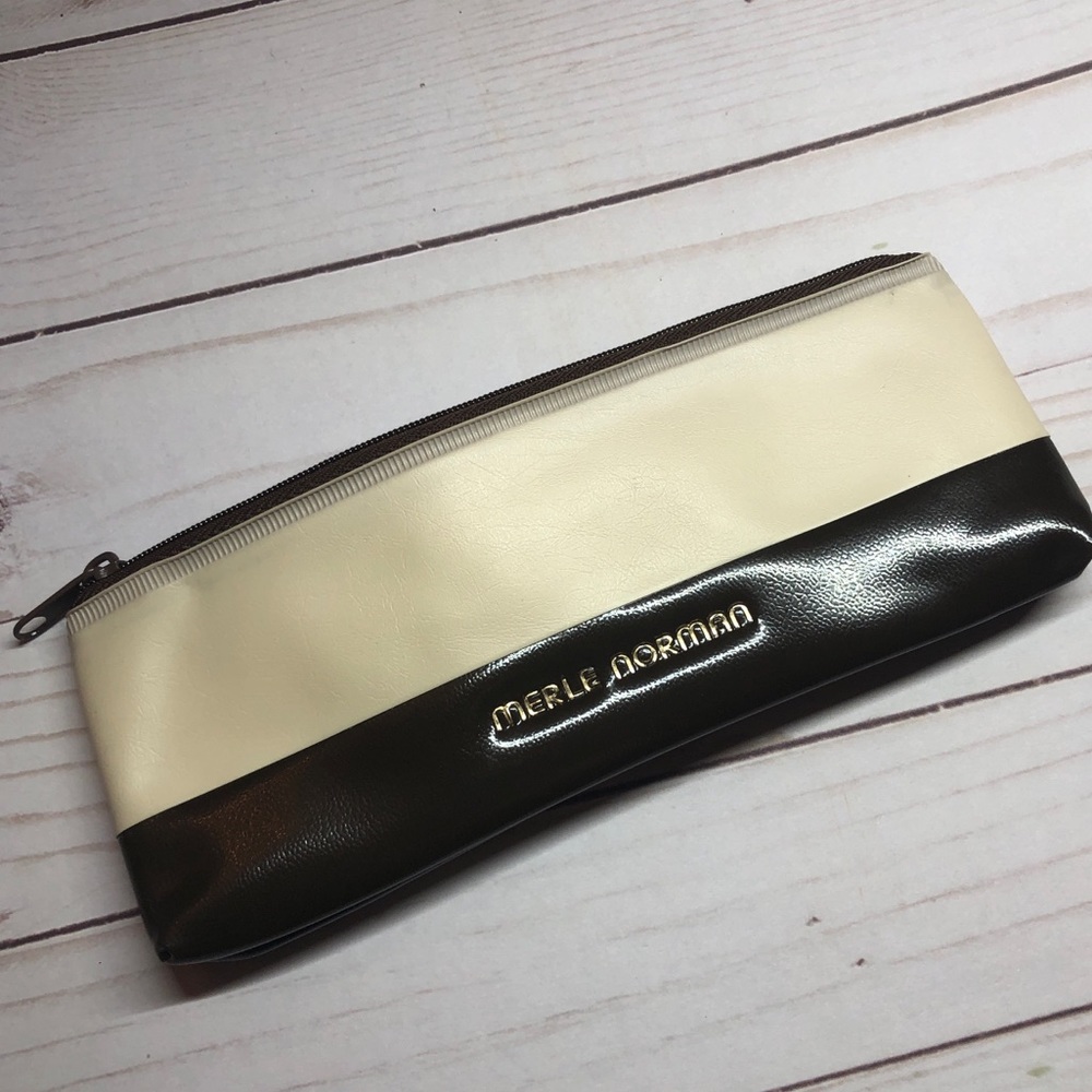 Merle Norman Cosmetic Bag Cream and Brown